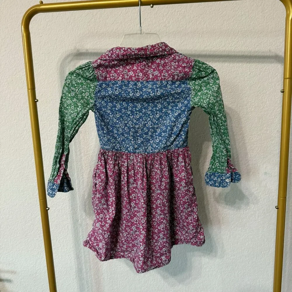 Ralph Lauren Girls Floral Patchwork Shirt Dress Long Sleeve Size 6x